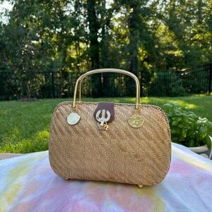 Vintage Tan Woven Handbag